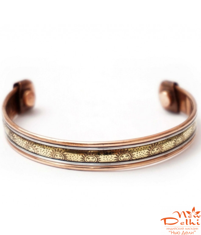 Браслет  медный "Солнышко" №1 с магнитами