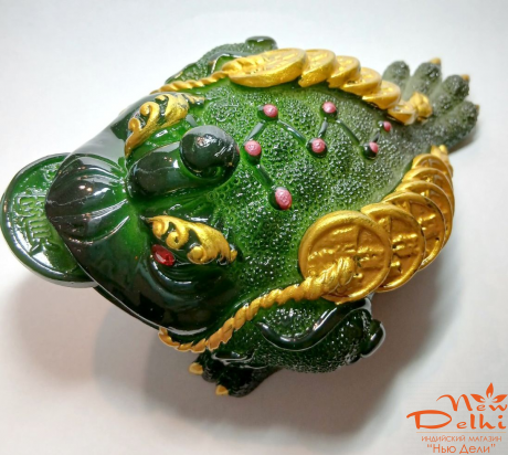 Жаба богатства-зелена -чайна іграшка, 12,5*7 см