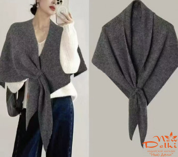 Косинка тепла з вовни, графіт, розмір 120*120 см.