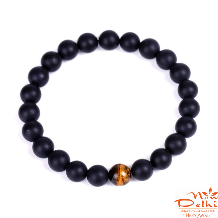 Браслет Лавовий камінь Тигрове око 8мм.