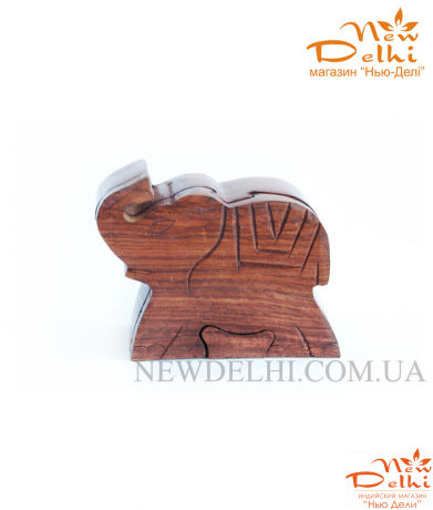 Скринька &quot;Слон&quot;  з секретом з червоного дерева &quot;Шишам&quot;. Індія. 11*9*4,5 см