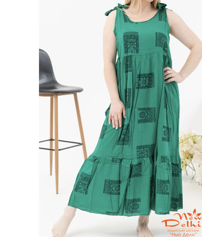 Сарафан довгий, штапель, зелений