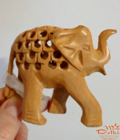 Слон вагітний зі слоненятком (2 в 1) , Н=7 см ,дерев'яний різьблений. Індія.