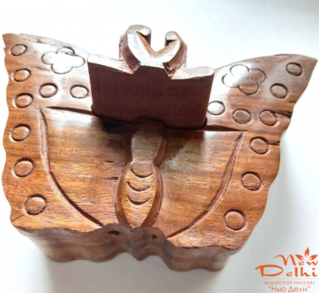 Скринька &quot;Метелик&quot; з секретом з червоного дерева шишам. Індія