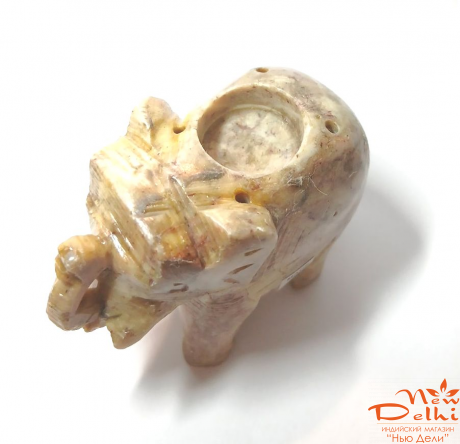 Слон, Н 5 см , камінь-підставка под аромапахощщі та конуси . Індія