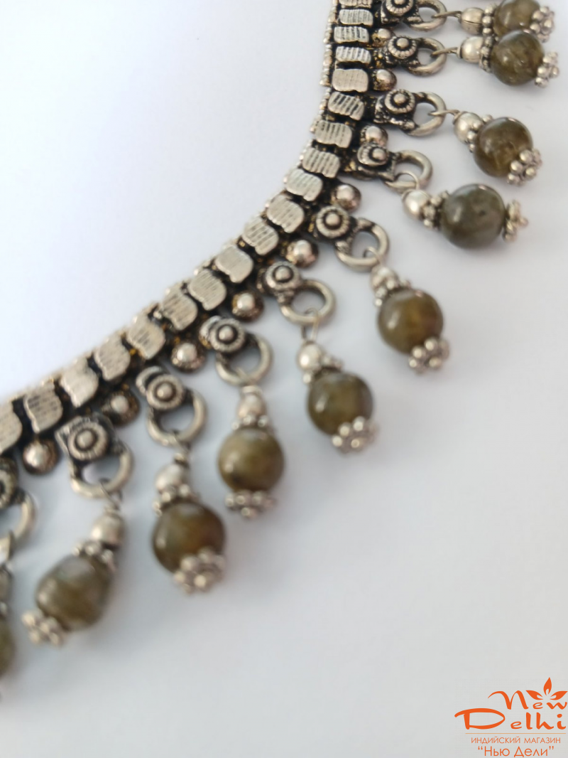 Намисто єтнічне з бусинами Лабрадору в Етно-стилі.Індія.