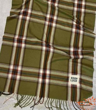 Кашеміровий палантин-шарф "Клітинка",Хакі.