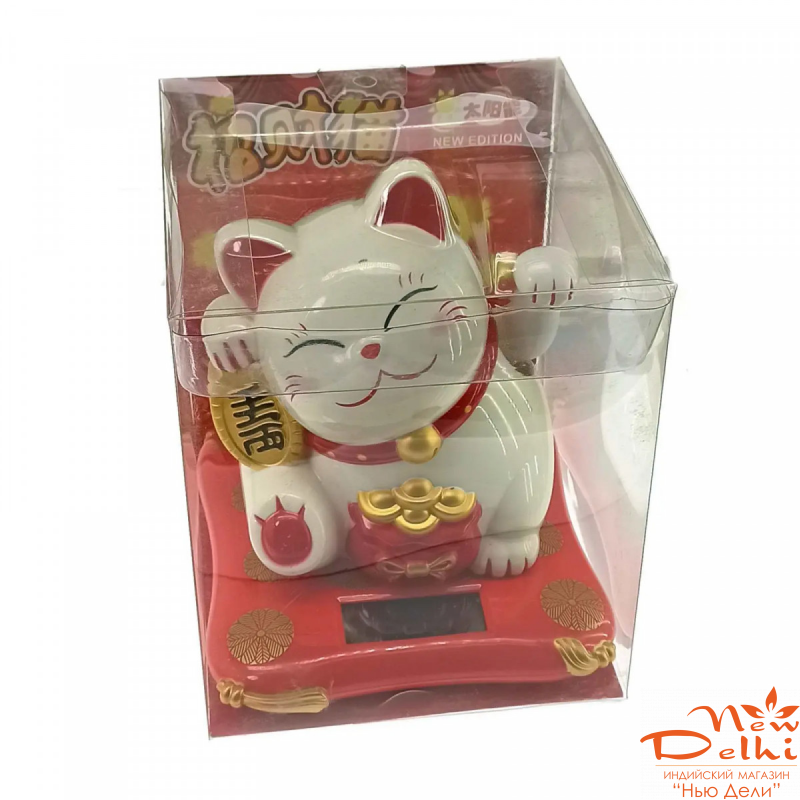 Кішка Манекі-неко на сонячній батареї (17х16х14 см)