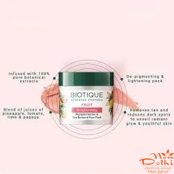 Bio fruit pack 75gm. biotique, маска фруктова відбілююча 75гр