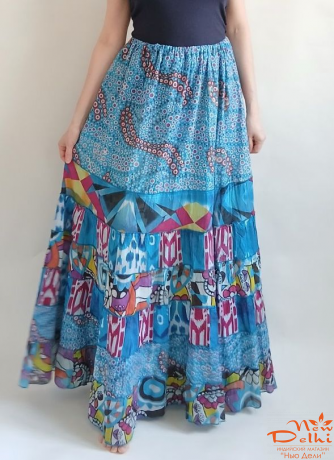 Спідниця довга "Момпасье" , бирюза., бавовна. Індія