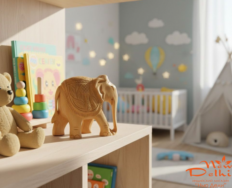 Слон Н=8 см,дерев'яний різьблений. Індія