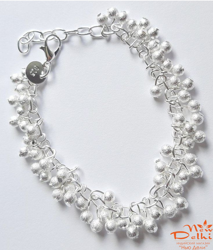 Браслет с гунгру сріблястий.