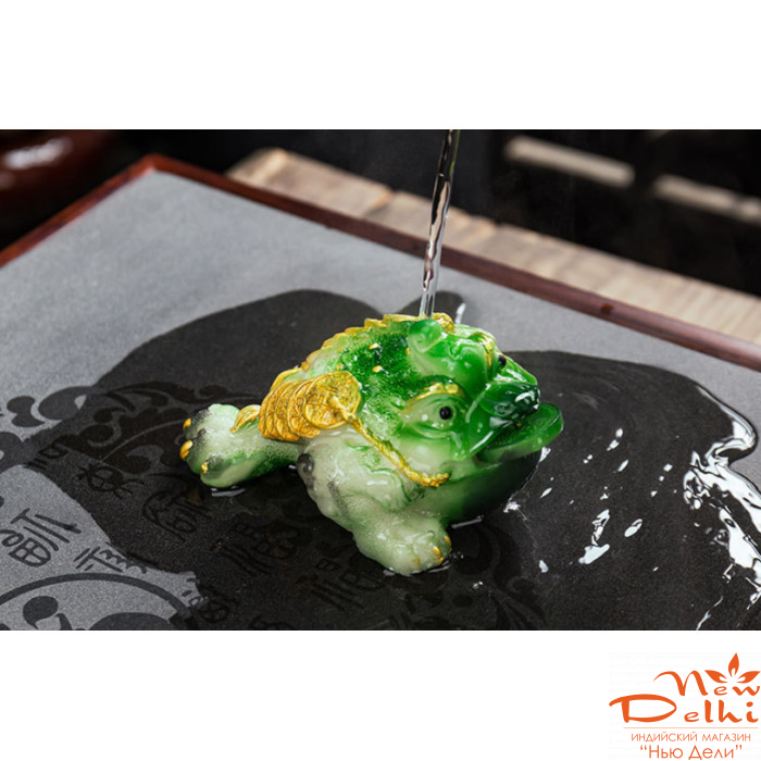 Жаба богатства-зелена -чайна іграшка, 12,5*7 см