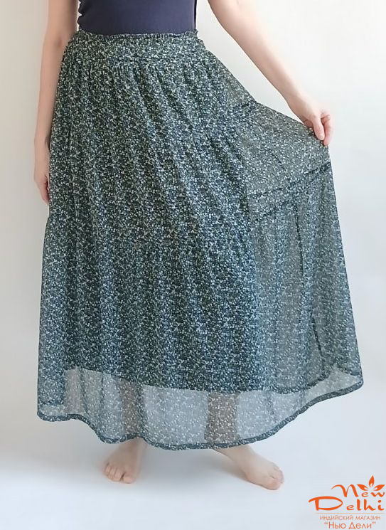 Спідниця  з оборками, довга шифон.,Індія