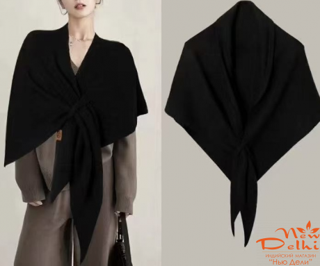 Косинка тепла з вовни, чорна. розмір 120*120 см.