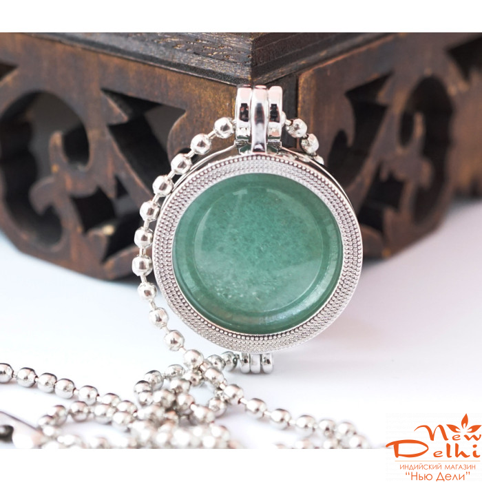 Кулон коробочка "Дерево Життя" вставка Зелений авантюрин
