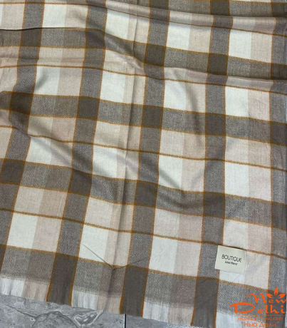 Теплий Картатий кашеміровий Шарф-Плед "Осінній Затишок" , беж.