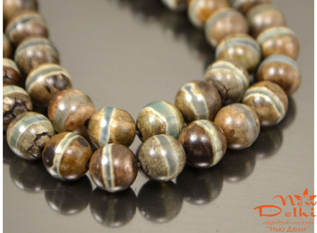 Бусина ДЗИ кругла,  ціна за шт. - 8 мм