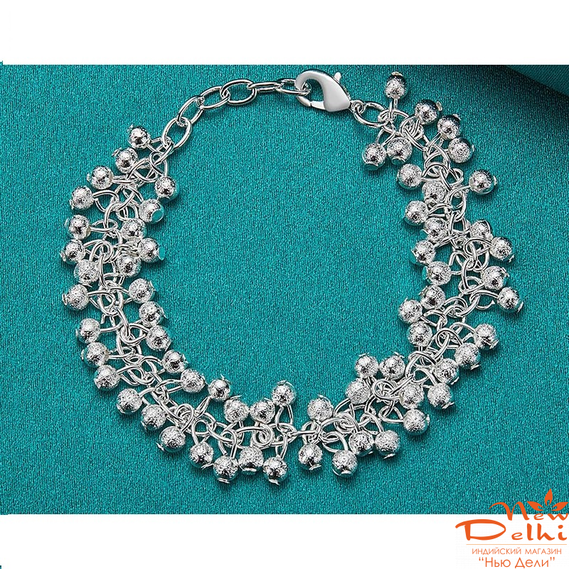 Браслет с гунгру сріблястий.