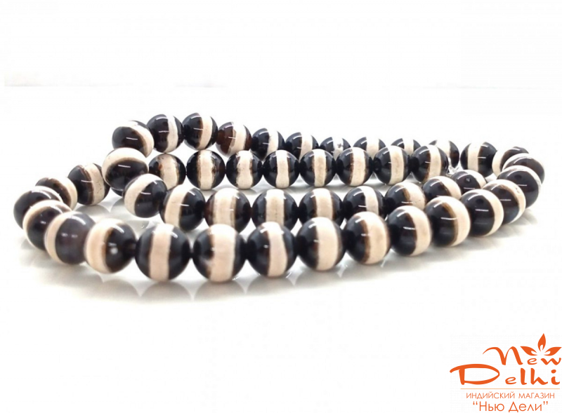 Бусина ДЗИ кругла,  ціна за шт. - 8 мм