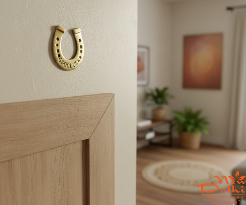 Підкова з написом Good Luck-символ Удачі,  5*4,5 см, латунь. Індія.