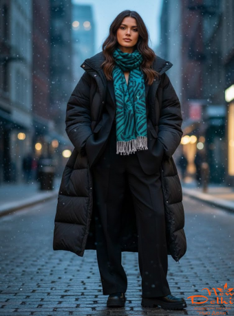 Палантин-широкий шарф "Зебра"- Анімалістичний принт, бавовна, двосторонній, бірюзово-чорний. Індія