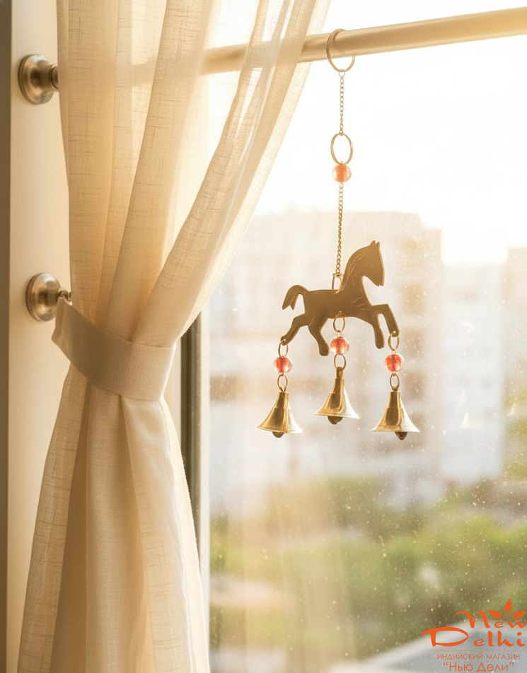 Дзвіночок "Кінь", латунь, 17 см., Індія