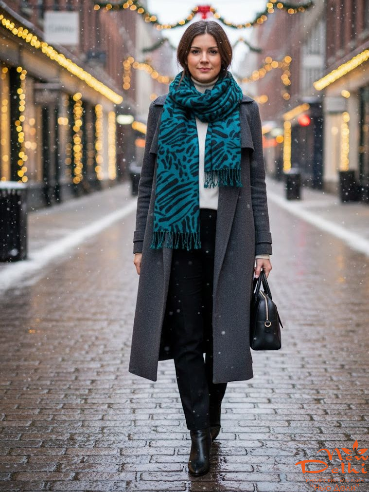 Палантин-широкий шарф "Зебра"- Анімалістичний принт, бавовна, двосторонній, бірюзово-чорний. Індія