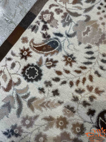 Шарф-палантин "Пейслі", віскоза, вовна, молочний