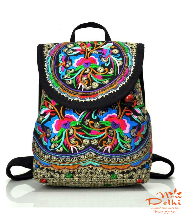 Рюкзак Бохо стиль з єтнічною вишивкой