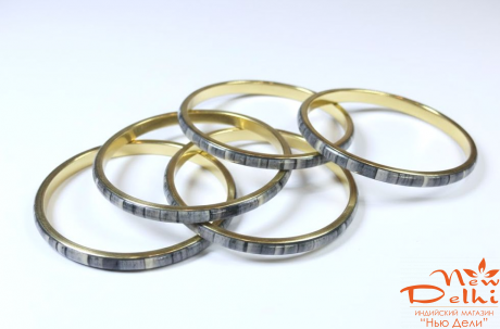 Набір Браслетів Графіт -5  шт.  ( 5 см*6,5 см), латунь, кістка, Індія