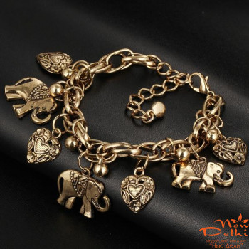 Браслет &quot;Слони&quot; на ланцюжку , золотисті