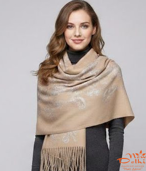 Шарф Вишивка, Вовна, кашемір,  беж., Розмір 180 см*70 см