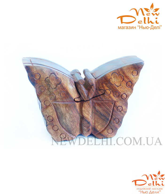 Скринька &quot;Метелик&quot; з секретом з червоного дерева шишам. Індія