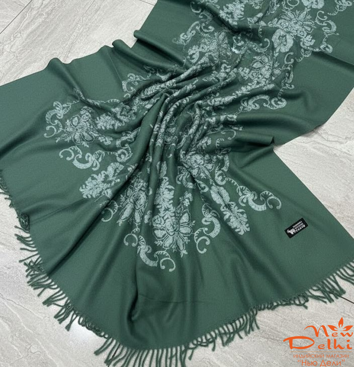 Шарф Вишивка, Вовна, зелений, Розмір 180 см*70 см