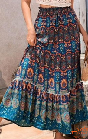 Спідниця в Бохо стилі, "Павич", віскоза, бірюза