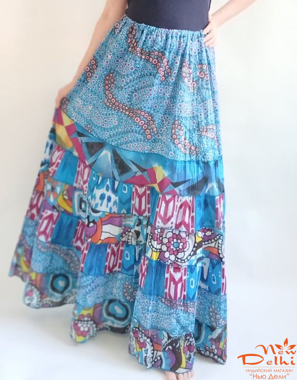 Спідниця довга "Момпасье" , бирюза., бавовна. Індія