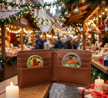 Монета "Кінь на щастя" сувенир до Нового року., амулети Багатства Фен-Шуй