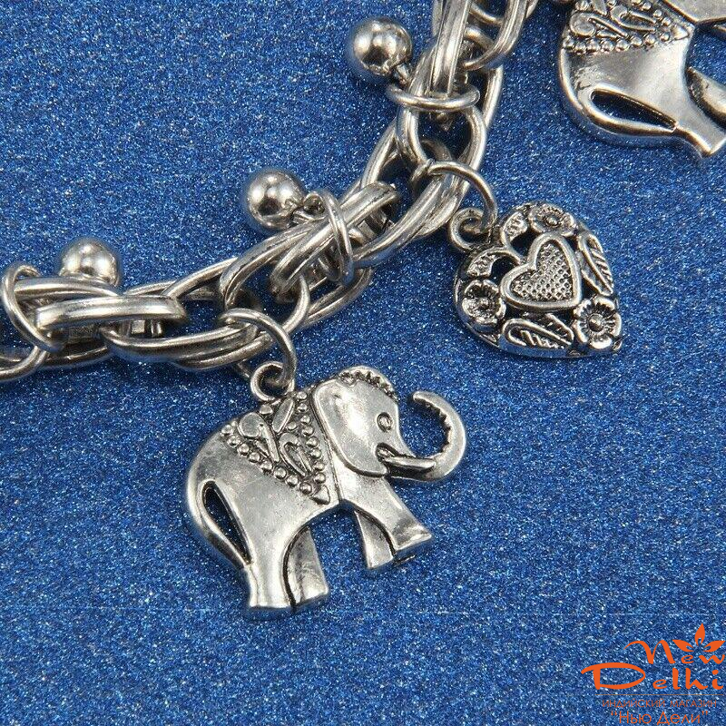 Браслет для ніг "Слони", сріблясті