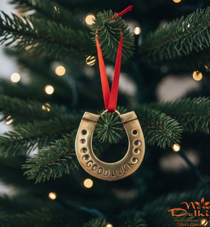 Підкова з написом Good Luck-символ Удачі,  5*4,5 см, латунь. Індія.