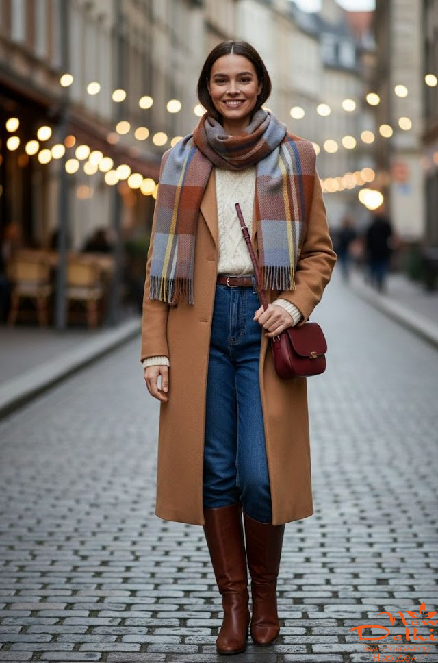 Кашеміровий палантин "Клітинка",  Теракот\блакитний