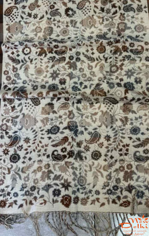 Шарф-палантин "Пейслі", віскоза, вовна, молочний