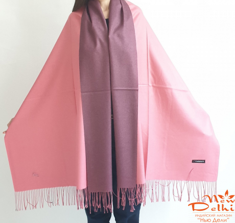 Палантин Яскраво-рожевий-бузковий-однотонний двосторонній кашеміровий