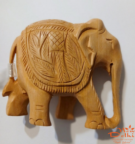Слон Н=8 см,дерев'яний різьблений. Індія