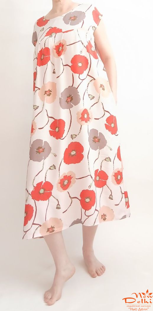 Сукня "Макі" зі спущеним плечем, бавовна.