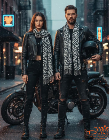 Теплий-широкий шарф "Зебра"- Анімалістичний принт, бавовна, двосторонній, чорно-білий. Індія