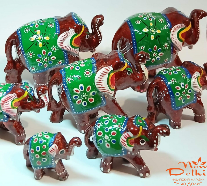 Слоник №3 розписний. Н=7 см довж. 10 см Індія