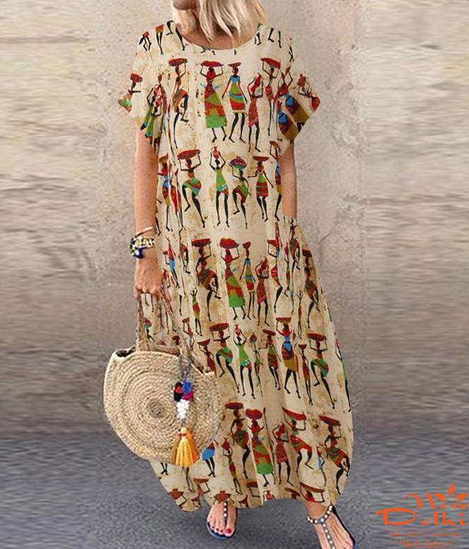 Сукня  &quot;Африканки&quot;&quot; ZANZEA довга, бавовна, лен. S