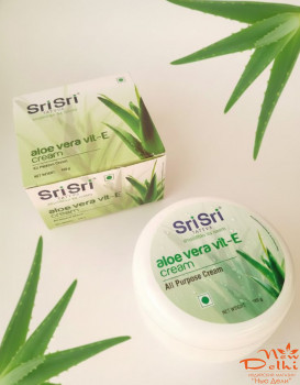 Крем &quot;Алое вера&quot; для обличчя з вітаміном Е -зволожуючий та захісний,  Sri Sri, Aloe vera vit-E, All Purpose Cream, 100g