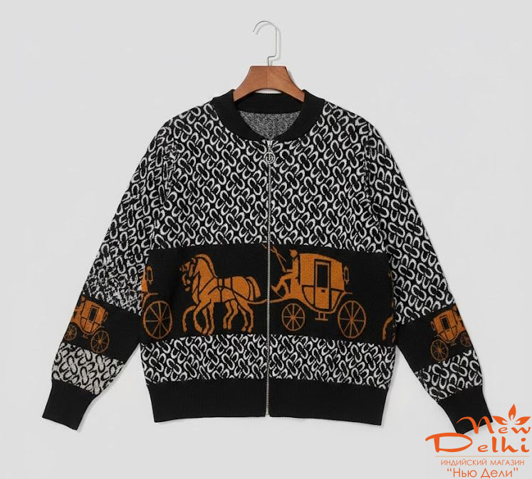 Кофта-бомпер на блискавці, віскоза, чорна.Oversize